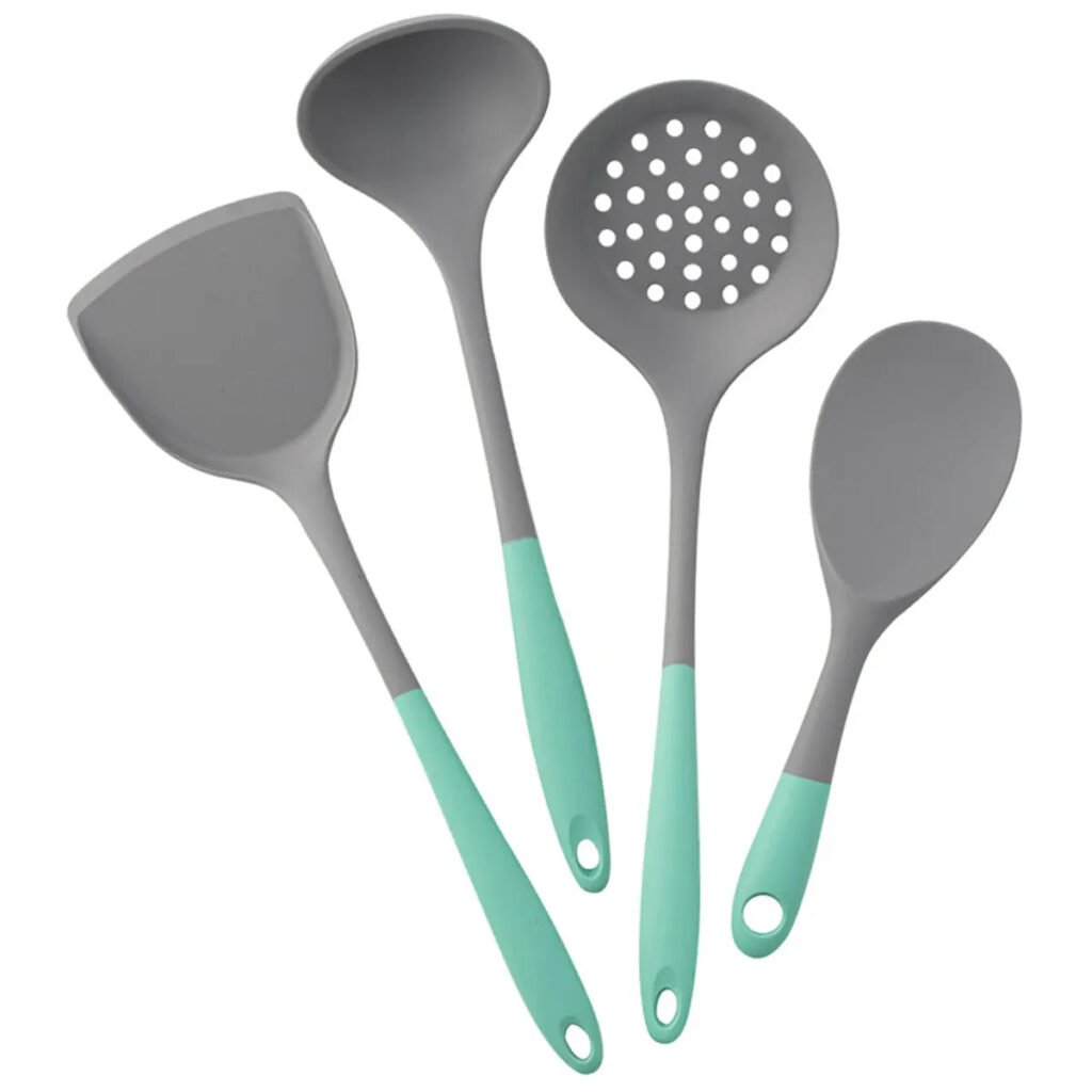 Set Ustensiles Silicone 4 Pieces | Outils de Cuisine Antidérapants
