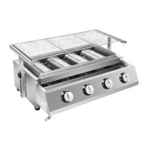4-Burner Gas Plancha – Smokeless Stainless Steel BBQ Table